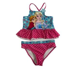 Disney Frozen Girls Two-Piece Ruffle Tankini Swim Set